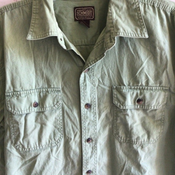 C.E. Schmidt Workwear Green Button Down Short Sleeve Shirt - Size Medium - Picture 2 of 5